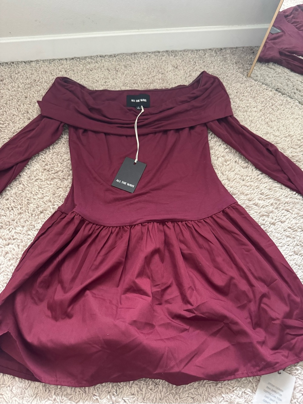 Off-Shoulder Burgundy Women's Dress